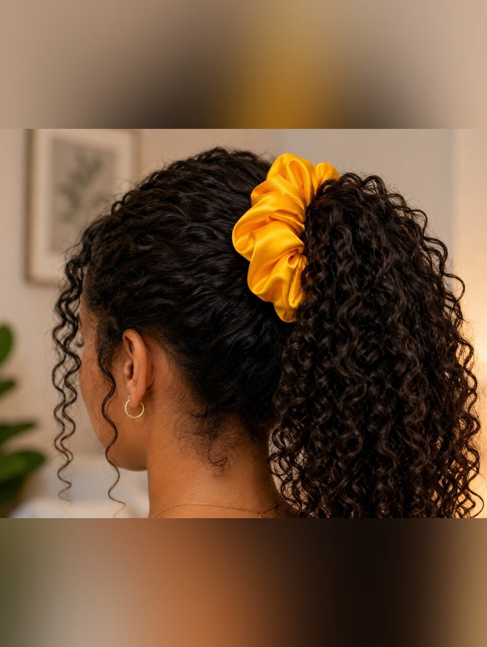 Satin Yellow Hair Scrunchie
